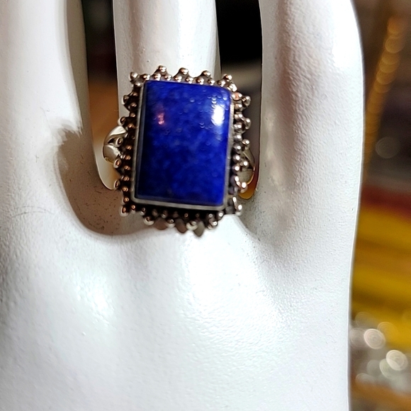 925 Sterling silver handmade Lapis Lazili stone set in ss. - Picture 1 of 1